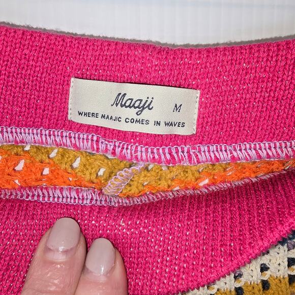 Maaji Pink Prism Kiko Shorts Knit Crochet Pull On 6" Multi Color Stripe M NEW - Picture 4 of 9